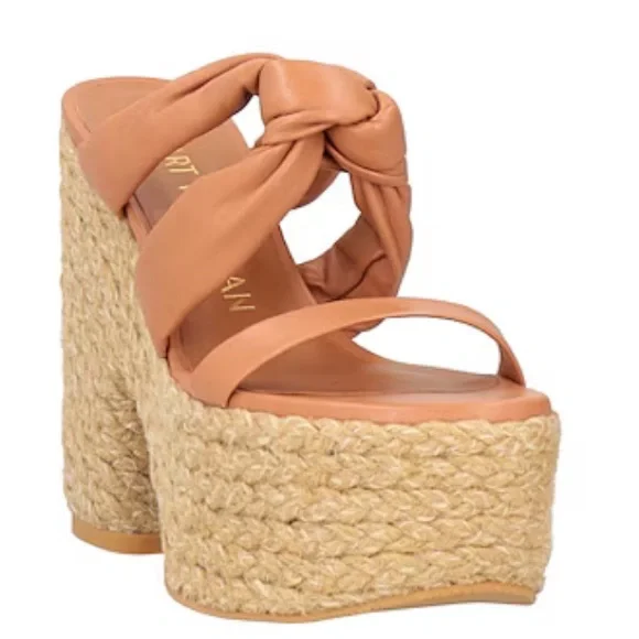 NWOB Stuart Weitzman Playa Sohigh Leather Knot Espadrille Platform Sandals - Picture 2 of 14